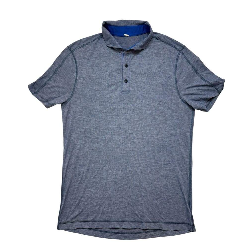 LULULEMON Men’s Light Blue Short Sleeve Polo Shirt Size Medium Contrast Placket